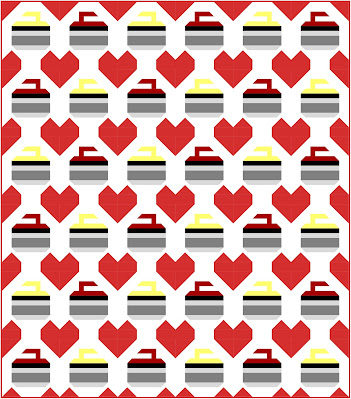 I Heart Curling double size quilt I Heart Curling double quilt image