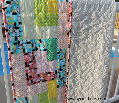 quilted Dropping In quilt backing binding Good Vibes fabric