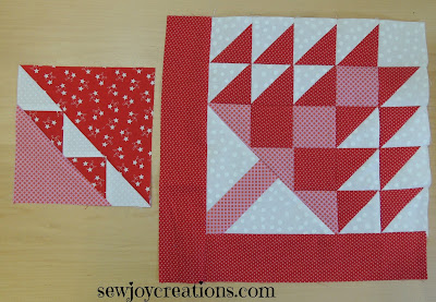 6 inch and 12 inch block with diagonal triangles