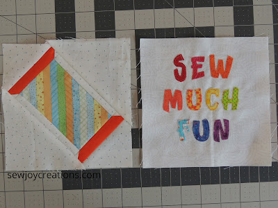 blocks 2 and 1 from Sew Much Fun Tour Sew Much Fun Tour sewing theme quilt blocks 6 inch blocks