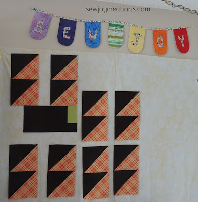 half square triangle blocks halloween colors