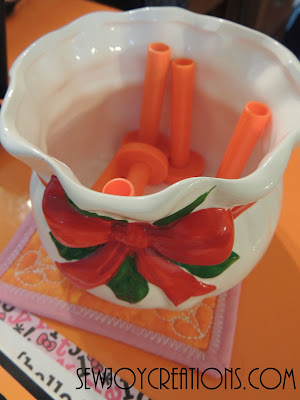 christmas bowl with empty aurifil thread spools christmas bowl empty aurifil thread spools