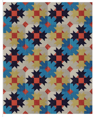 test blocks turned into a digital Dazzle quilt top Dazzle quilt test blocks mockup