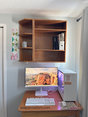 Upper shelf and corner cabinet abover computer area open corner and open shelf upper kitchen cabinet mounted above computer desk