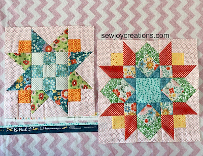 first two blocks of the Quilted Witch Quilted Witch blocks Lori Holt pattern