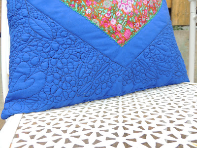 free motion quilting hearts leaves cushion cover