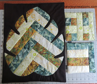batik table topper and potholders