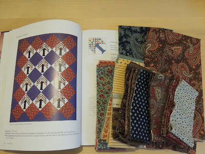 Fabrics with pine tree quilt in Quilts!Quilts!Quilts! fabric choices and block choice in quilt book