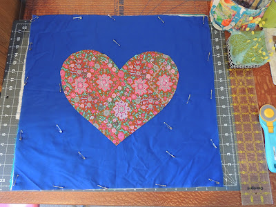 heart applique cushion cover