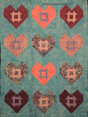 Hearts and Churns quilt Sew Joy Creations Hearts and Churns quilt Love and Kisses fabric Island Batik Sarah Vanderburgh Sew Joy Creations