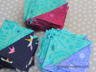 Week 4 half square triangles half square triangles Dazzle Quilt Sew Joy Creations