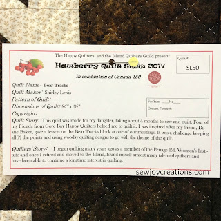 quilt show label bear tracks quilt