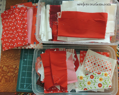 keeping fabrics sorted to ensure variety in quilt blocks
