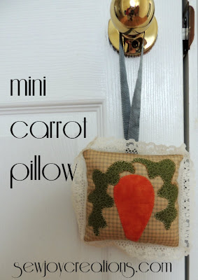 mini carrot pillow tutorial welcome spring with cute applique carrot on mini pillow and hang it with ribbon