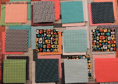 pick two background fabrics for each churn dash block