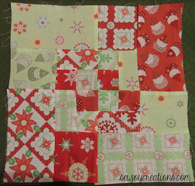 Gnomes in this scrappy bento box make me smile block from sis 1