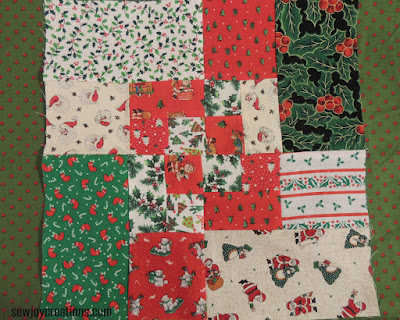 Christmas stash regifted in a quilt block = love scrappy bento 2 from sis