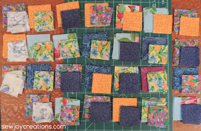 Pretty piles of paired up fabric makes sewing quick and fun seashell block parts paired and piled