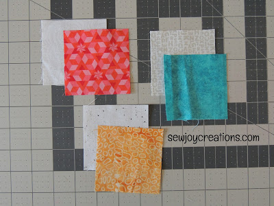 fabrics used in other Sew Much Fun blocks to make the S block fabric choices Scrappy S block Sew Joy Creations