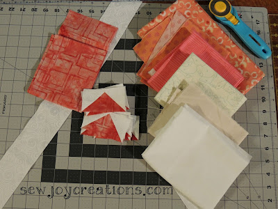 corals and neutrals fabric pull for quiltville mystery