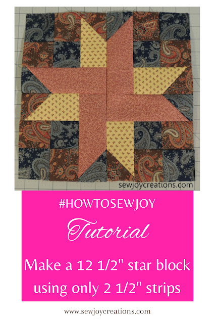 Pin this tutorial to make a strip star and background from 2.5 inch strips strip star block pieced background tutorial