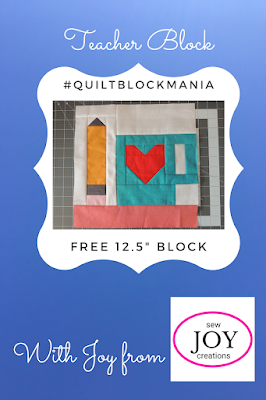 free teacher block Sew Joy Creations quiltblockmania
