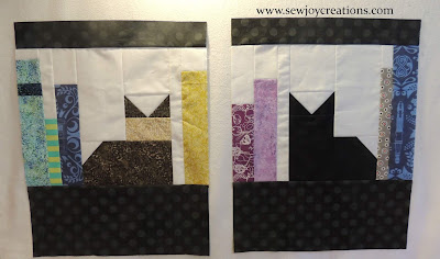 adding borders to the cat and books row halves quilted basket pieced halves