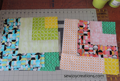 Block A and B of Dropping In quilt Dropping In quilt blocks